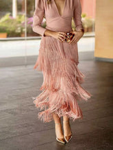 Fringed V-Neck Puff Sleeve Maxi Dress - Sun Imperial product photo 14