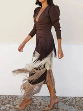 Fringed V-Neck Puff Sleeve Maxi Dress - Sun Imperial product photo 16