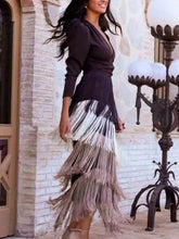 Fringed V-Neck Puff Sleeve Maxi Dress - Sun Imperial product photo 17