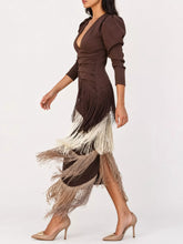 Fringed V-Neck Puff Sleeve Maxi Dress - Sun Imperial product photo 18