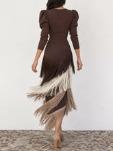 Fringed V-Neck Puff Sleeve Maxi Dress - Sun Imperial product photo 19