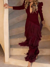 Fringed V-Neck Puff Sleeve Maxi Dress - Sun Imperial product photo 21