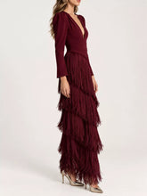Fringed V-Neck Puff Sleeve Maxi Dress - Sun Imperial product photo 24