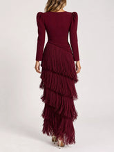 Fringed V-Neck Puff Sleeve Maxi Dress - Sun Imperial product photo 25