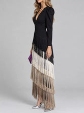 Fringed V-Neck Puff Sleeve Maxi Dress - Sun Imperial product photo 29