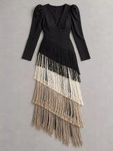Fringed V-Neck Puff Sleeve Maxi Dress - Sun Imperial product photo 31