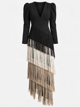 Fringed V-Neck Puff Sleeve Maxi Dress - Sun Imperial product photo 32