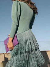 Fringed V-Neck Puff Sleeve Maxi Dress - Sun Imperial product photo 6