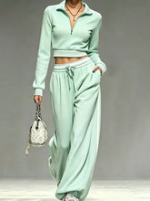 Full Size Half Zip Cropped Top and Pants Set Plus Size - Sun Imperial product photo 11