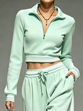Full Size Half Zip Cropped Top and Pants Set Plus Size - Sun Imperial product photo 12