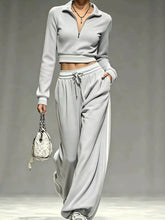 Full Size Half Zip Cropped Top and Pants Set Plus Size - Sun Imperial product photo 23