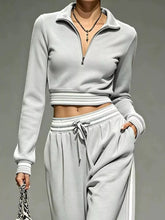 Full Size Half Zip Cropped Top and Pants Set Plus Size - Sun Imperial product photo 24