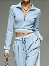 Full Size Half Zip Cropped Top and Pants Set Plus Size - Sun Imperial product photo 2