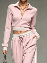 Full Size Half Zip Cropped Top and Pants Set Plus Size - Sun Imperial product photo 5