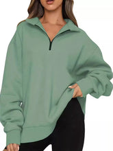 Full Size Quarter-Zip Dropped Shoulder Sweatshirt Plus Size - Sun Imperial product photo 15