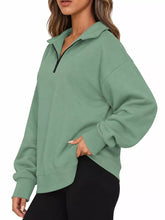 Full Size Quarter-Zip Dropped Shoulder Sweatshirt Plus Size - Sun Imperial product photo 16