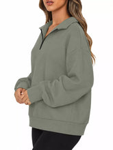 Full Size Quarter-Zip Dropped Shoulder Sweatshirt Plus Size - Sun Imperial product photo 2