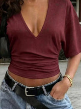 Full Size V-Neck Ruched T-Shirt Plus Size - Sun Imperial product photo 6