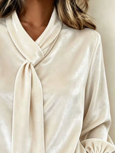 Full Size Velvet Tie-Neck Long Sleeve Top Plus Size - Sun Imperial product photo 2