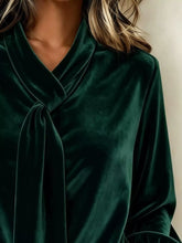 Full Size Velvet Tie-Neck Long Sleeve Top Plus Size - Sun Imperial product photo 7