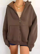 Full Size Zip-Up Dropped Shoulder Hoodie Plus Size - Sun Imperial product photo 1