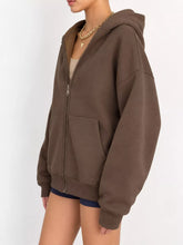Full Size Zip-Up Dropped Shoulder Hoodie Plus Size - Sun Imperial product photo 2