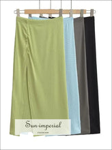 Halter Crop Top and Ruched Side-Slit Midi Skirt Set - Sun Imperial product photo 3