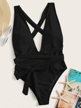 Halter Neck Deep V Tied One-Piece Swimsuit - Sun Imperial product photo 10