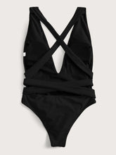 Halter Neck Deep V Tied One-Piece Swimsuit - Sun Imperial product photo 12