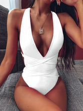 Halter Neck Deep V Tied One-Piece Swimsuit - Sun Imperial product photo 13