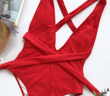 Halter Neck Deep V Tied One-Piece Swimsuit - Sun Imperial product photo 6