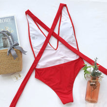 Halter Neck Deep V Tied One-Piece Swimsuit - Sun Imperial product photo 7