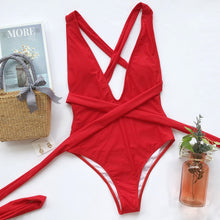 Halter Neck Deep V Tied One-Piece Swimsuit - Sun Imperial product photo 8