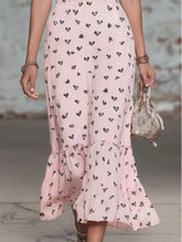 Heart-Print Cowl Neck Midi Dress - Ruched Ruffle Dress - Sun Imperial product image 5