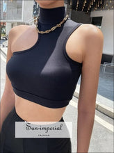 High-Neck Shoulder-Cutout Fitted Tank - Sun Imperial product photo 1