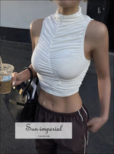 High-Neck Sleeveless Ruched Crop Tank - Sun Imperial product photo 1