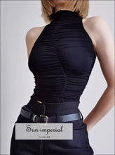 High-Neck Sleeveless Ruched Crop Tank - Sun Imperial product photo 2