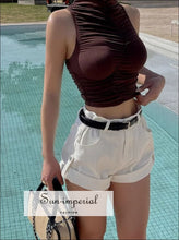 High-Neck Sleeveless Ruched Crop Tank - Sun Imperial product photo 3