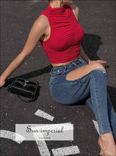 High-Neck Sleeveless Ruched Crop Tank - Sun Imperial product photo 4