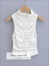 High-Neck Sleeveless Ruched Crop Tank - Sun Imperial product photo 9