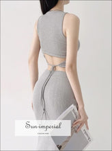 High-Neck Wrap Crop Top and Mermaid Midi Skirt Set - Sun Imperial product photo 3