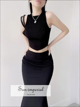 High-Neck Wrap Crop Top and Mermaid Midi Skirt Set - Sun Imperial product photo 4