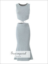 High-Neck Wrap Crop Top and Mermaid Midi Skirt Set - Sun Imperial product photo 8