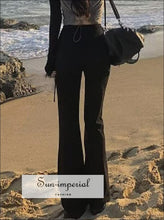 High-Waist Drawstring Stretch Flare Pants - Sun Imperial product photo 2
