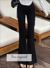 High-Waist Drawstring Stretch Flare Pants - Sun Imperial product photo 3
