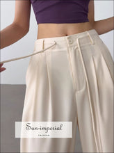 High-Waist Wide-Leg Drawstring Tailored Pants - Sun Imperial product photo 2