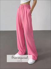High-Waist Wide-Leg Drawstring Tailored Pants - Sun Imperial product photo 3