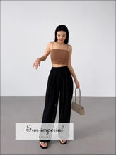 High-Waist Wide-Leg Drawstring Tailored Pants - Sun Imperial product photo 4