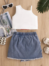 Kids' American Flag Tank and Star Denim Skirt Set - Sun Imperial product photo 6