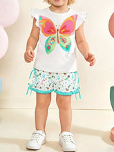 Kids' Butterfly Ruffle-Sleeve Top and Animal-Print Shorts Set - Sun Imperial product photo 1